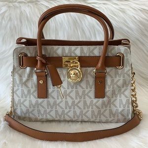 LKE NEW👜MICHAEL Michael Kors Hamilton North/South Tote (Vanilla)